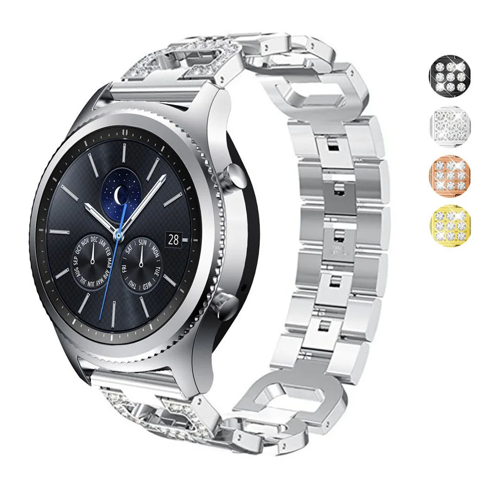 Ремешок из нержавеющей стали с бриллиантами для Samsung Gear S3 Frontier / Sport Galaxy Watch Active