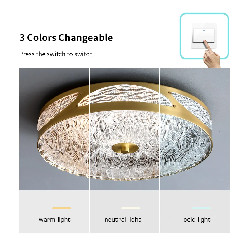 FSS медный Золотой потолочный светильник роскошная текстура водная пульсация