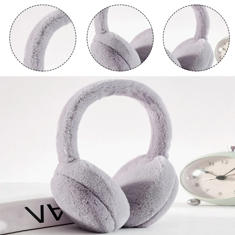 

Women Men Winter Warm Cute Faux Furry Earmuffs Headband Outdoor Windproof Solid Color Foldable Fluffy Ear Covers Warmers