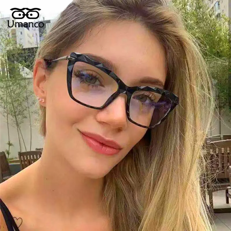 Umanco 2021 модные оверсайз простые очки кошачий глаз с металлической оправой линзы