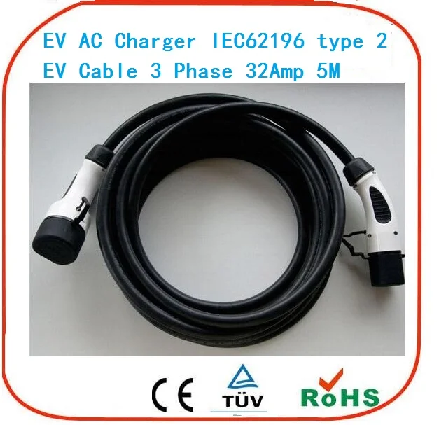 ZWET электромобиль IEC 62196 2 Режим 3 Тип 2/32 Ампер три фасеев зарядная станция AC iec