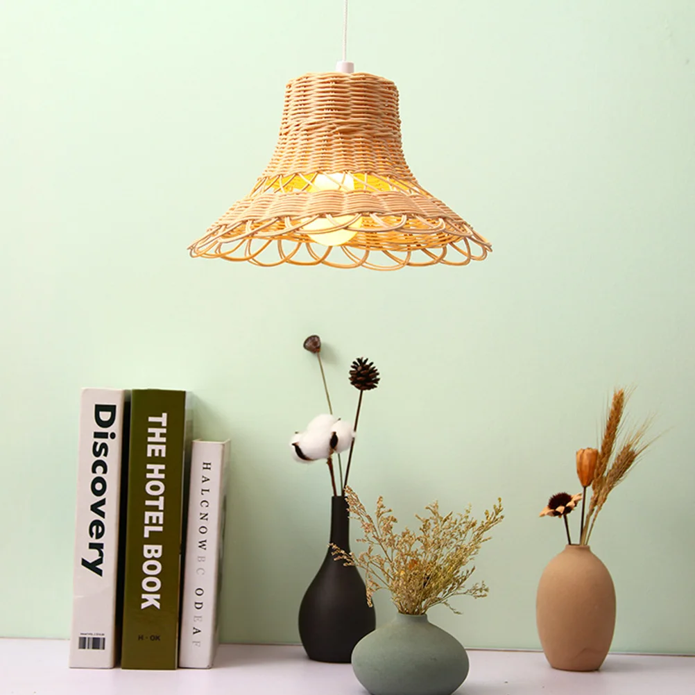 

1Pc Nordic Style Rattan Weaving Hanging Lightshade Home Lampshade Pendant Light Decoration Study Bedroom Lampshade Home Decor