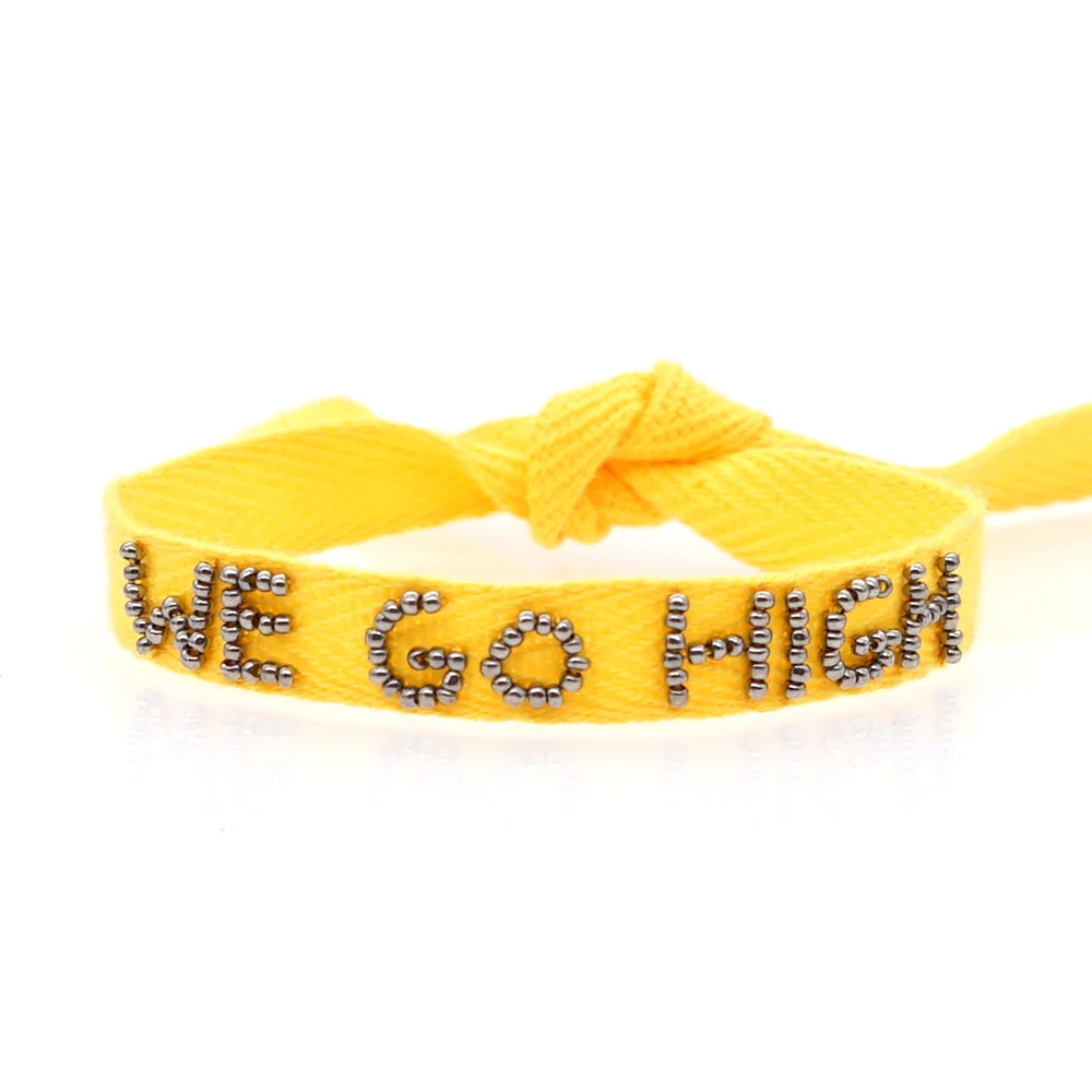 

Go2boho Letter Bracelet For Girl WE GO HIGH Letters Pulsera Bohemian Yellow Colored Travel Jewelry Handmade Miyuki Bracelets