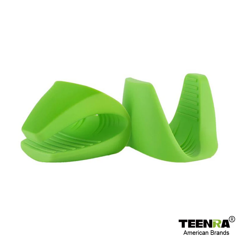 Green TEENRA изолированные перчатки для духовки Силиконовые зажимы для духовки термостойкие для плиты Mitt противоскользящие горшочки держатель зажим для приготовления перчатка для выпечки - Цвет: Green