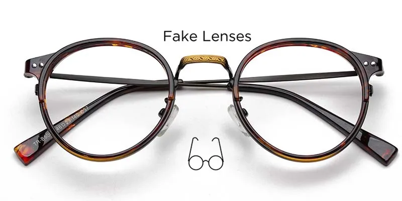 Fake lens 37 TR90 оправа для очков, мужские ретро маленькие круглые очки по рецепту, женские, винтажные оптические оправы для близорукости, очки - Цвет оправы: Fake lens 37