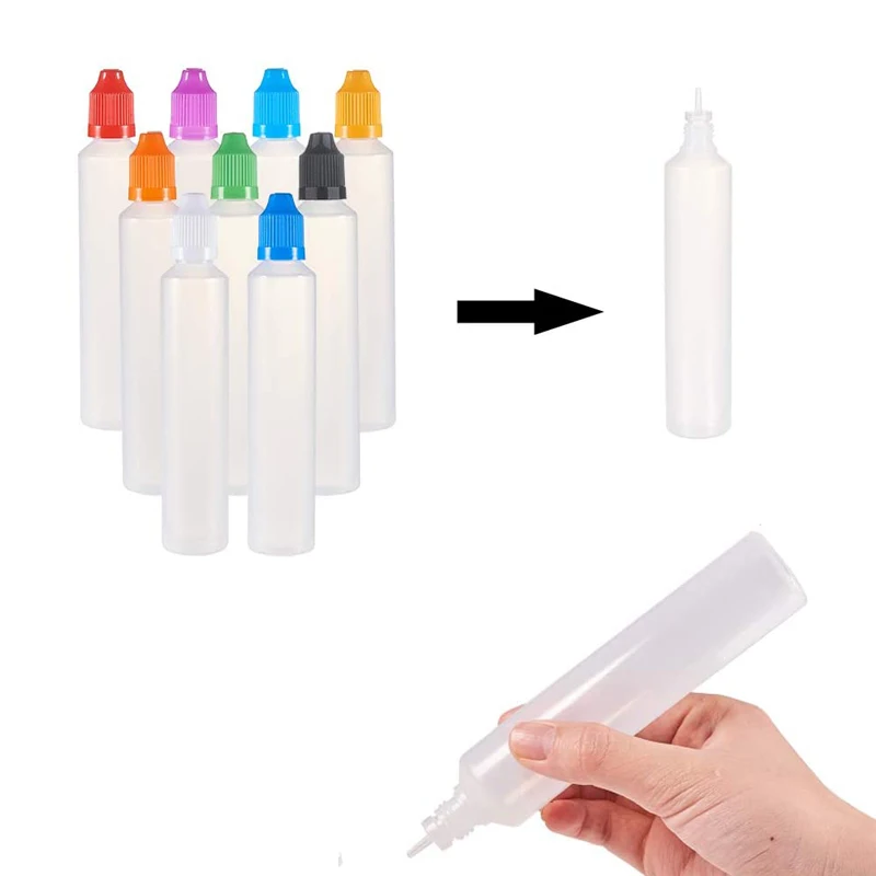 100 шт. 30 мл LDPE мягкая пластиковая бутылка-капельница с защитой от детей крышек и