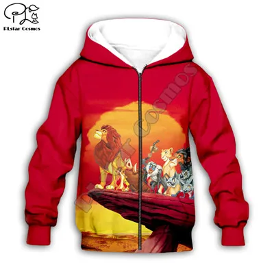 Simba толстовка с капюшоном и 3D-принтом «Король Лев» для малышей, толстовки на молнии топ с длинными рукавами для мальчиков и девочек, стиль с героями мультфильмов-22 - Цвет: Черный