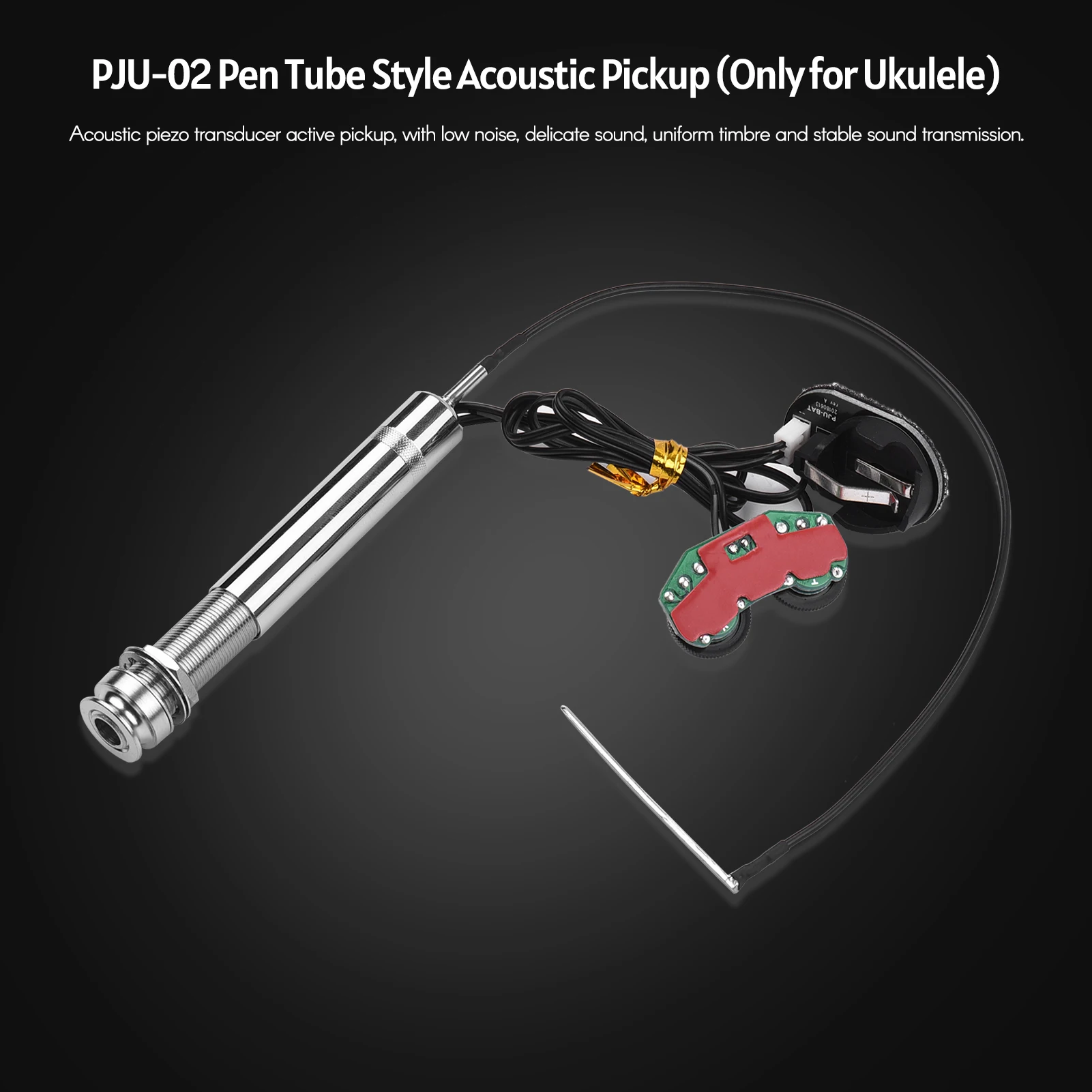 

Sound Hunter PJU-02 Pen Tube Style Acoustic Piezo Transducer Pickup Ukulele Soundhole Active Pickup with Volume and Tone Control