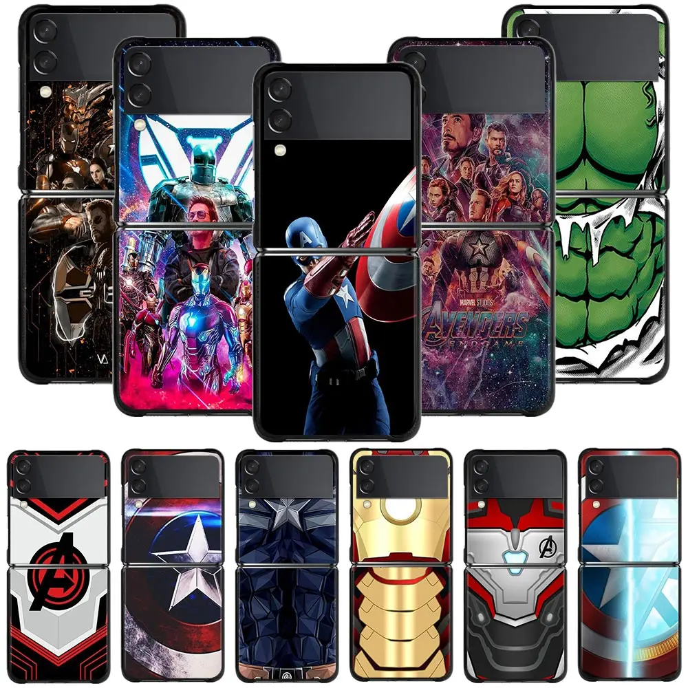 

Phone Case For Samsung Galaxy Z Flip3 5G Z Flip 3 5G z flip zflip3 Fundas PC Hard Coque Black Cases SpiderMan Iron Man Marvel