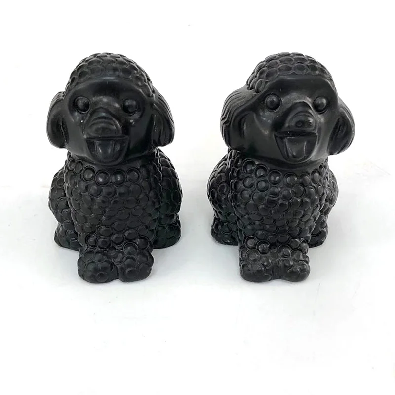 Натуральный черный обсидиан собака кристалл кварца животных Исцеление Рейки