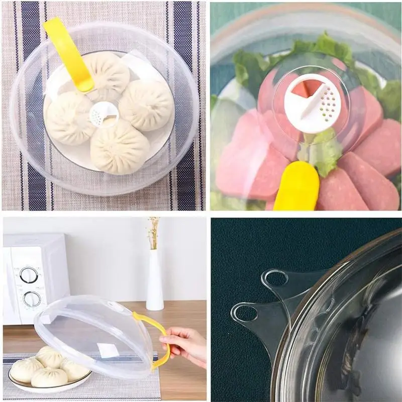 Professional Microwave Food Anti-Sputtering Cover With Resistant Handle Heat Lid Food For Microwave Y1E9