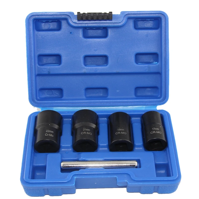 

5Pcs/Set Twist Socket Kit 4 Damaged Worn Lug Nut & Lock Remover 17,19, 21, 22mm