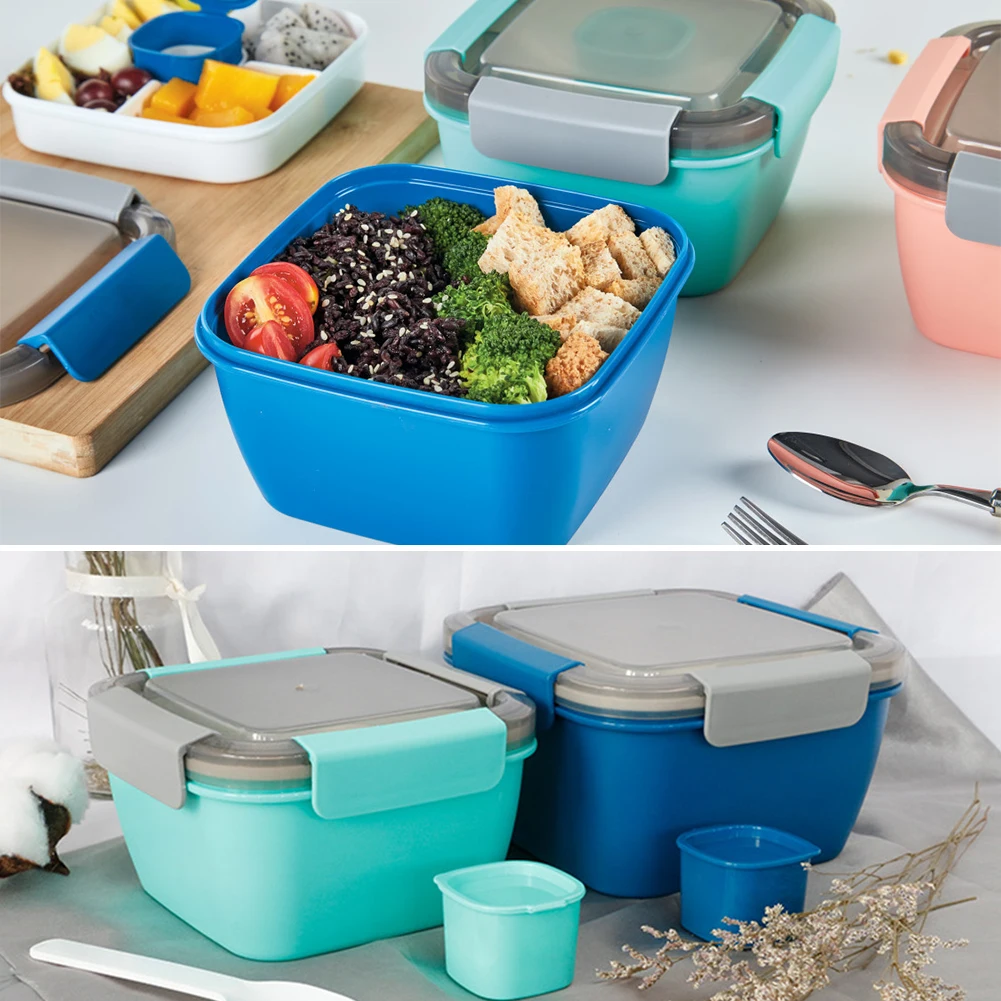 

2 Layers Plastic Lunch Container 1.5L Collapsible Microwae Heating Snack Meal Storage Container Lunch Box Dinnerware