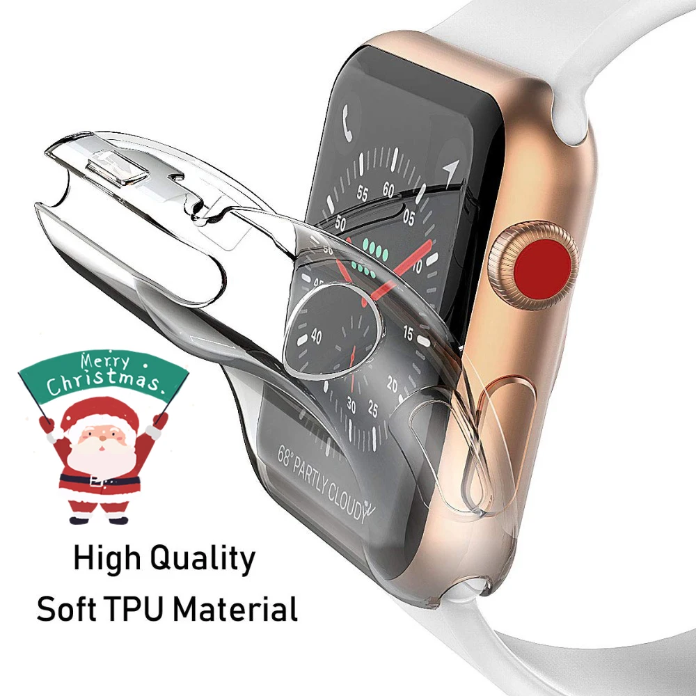 Мягкий чехол для apple watch 5, 4, 3, ремешок, чехол для apple watch 44 мм/40 мм 42 мм/38 мм, iwatch band, универсальная ультратонкая прозрачная рамка