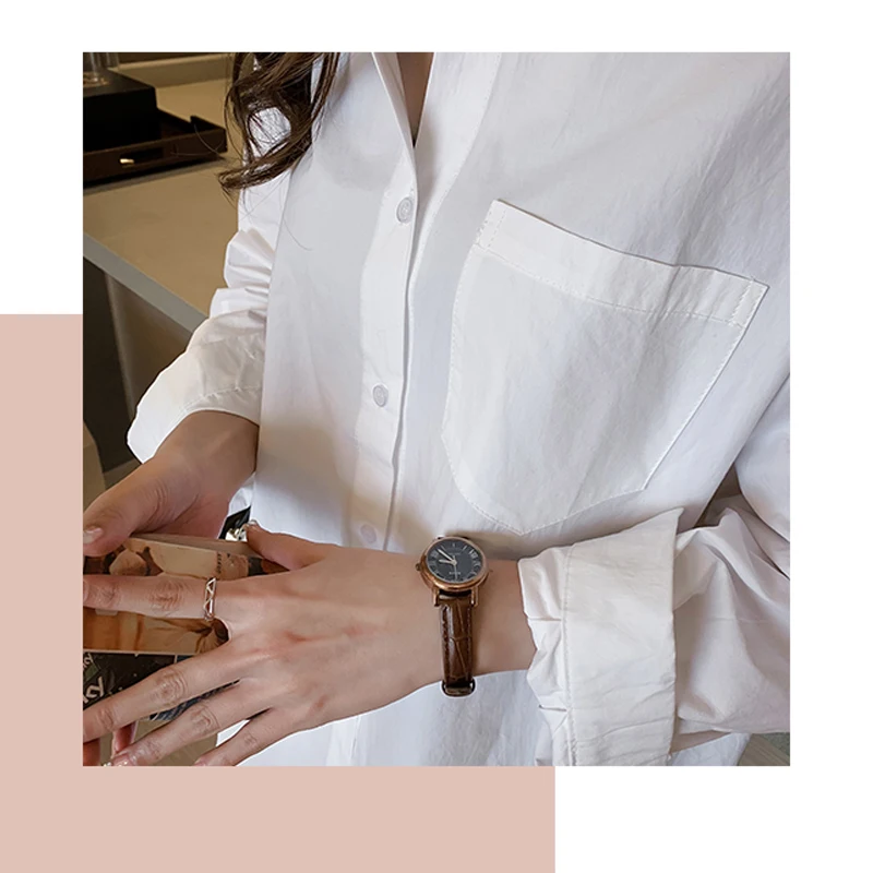 С длинным рукавом Свободная хлопковая белая женская рубашка размера плюс 4X