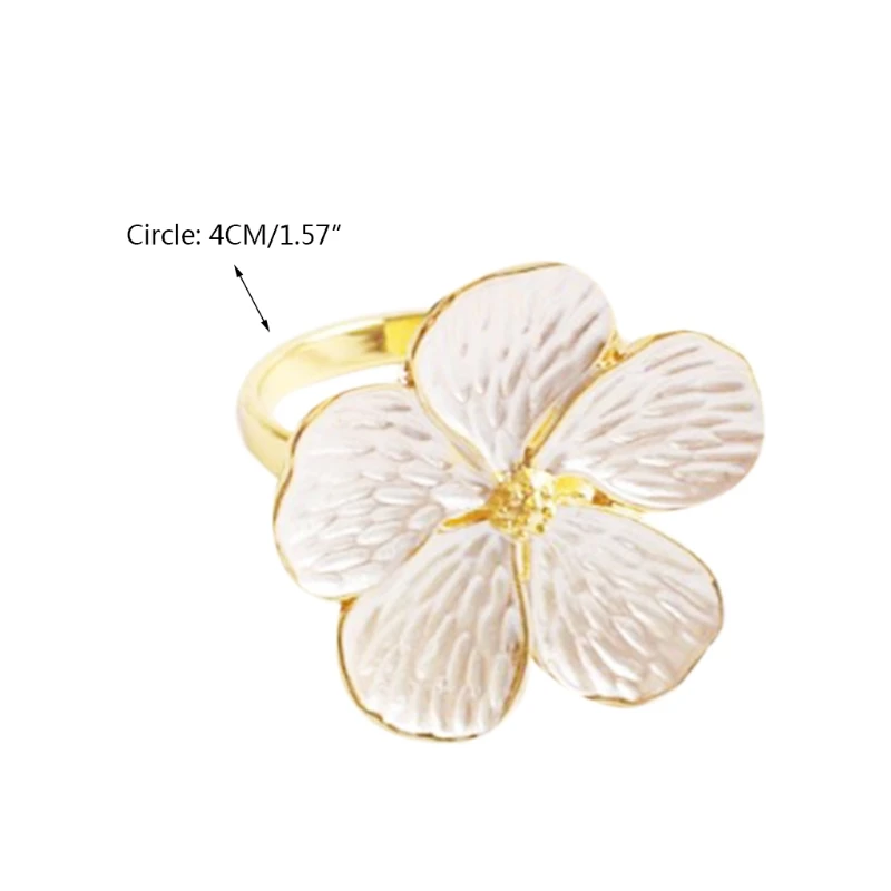 

C5AD 6pcs Camellia Flower Napkin Ring Holder Metal Serviette Buckles for Wedding Party Thanksgiving Christmas Dinning Table
