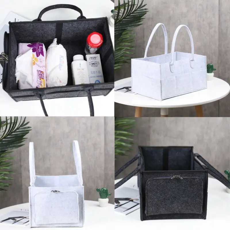 Tote Felt Multi Pockets Foldable Diaper Bags Large Baby Caddy Storage Bin Infant Nappy Organizer Basket Box | Мать и ребенок