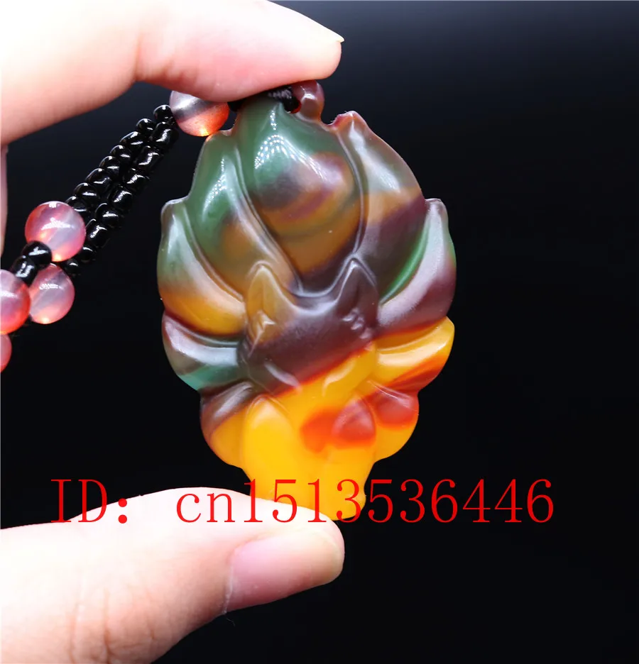 Китайский Цветной кулон с нефритовой лисой ювелирное изделие ручная работа