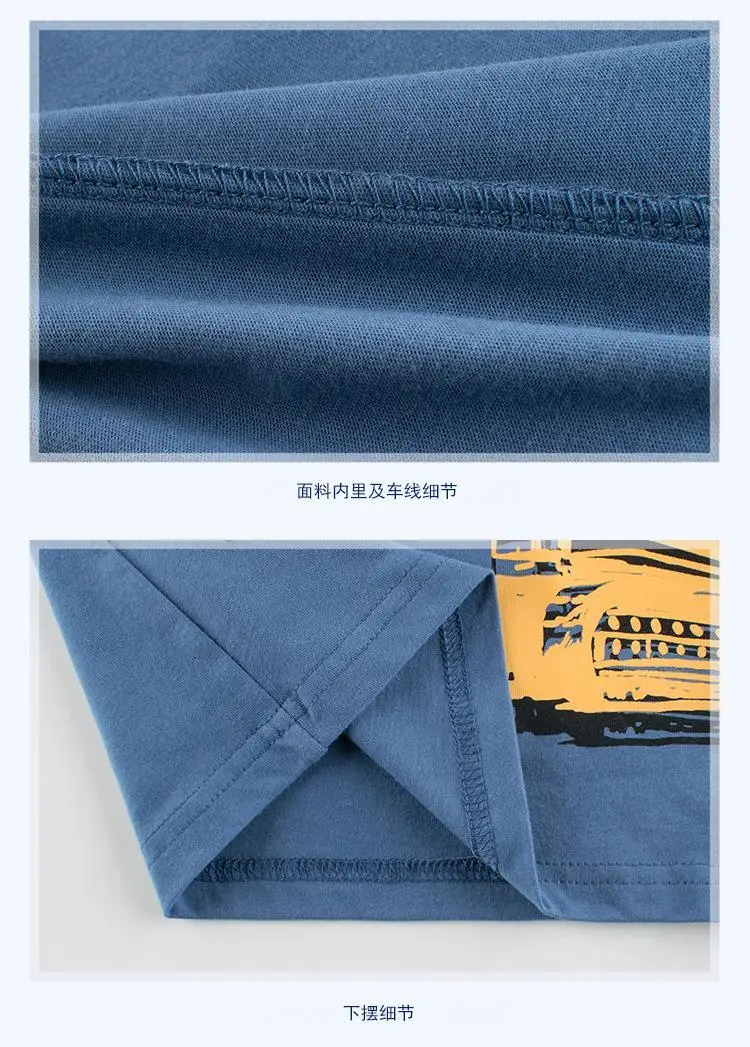 

2-9Y Baby Boy Short-sleeved Cotton Summer Clothes T-shirt tops Light Thin Kid Children clothing Round neck excavator