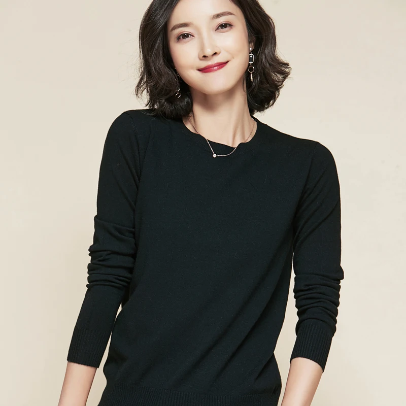 Свитер женский кашемировый с круглым вырезом зимний 2019 | Женская одежда