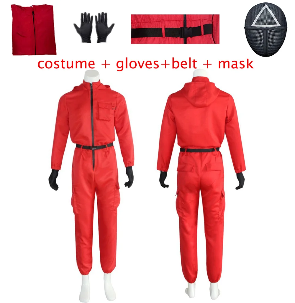 

Костюм из игры «кальмар», маска для косплея, комбинезон, Круглый, шестигранный, квадратный, треугольный, пластиковый шлем, костюм маски вече...