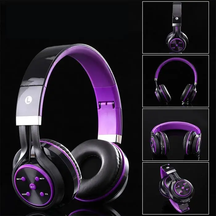 Беспроводной Наушники Hi-Fi стерео Bluetooth за ухо на головке Беспроводной наушников звонки, музыка с микрофоном Bluetooth гарнитура фиолетовый