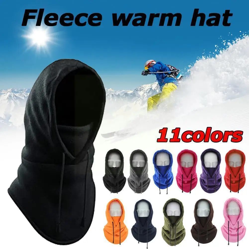 Thermal Fleece Balaclava Hat Hooded Neck Warmer Cycling Masked Skiing Men Cover Face Cycling Caps Winter Outdoor Headgear S F9v7