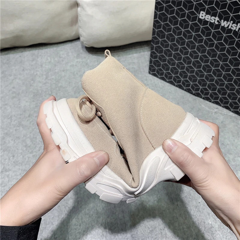 ZJVI/женские замшевые ботинки Сезон осень-зима Женские мотоциклетные ботильоны на