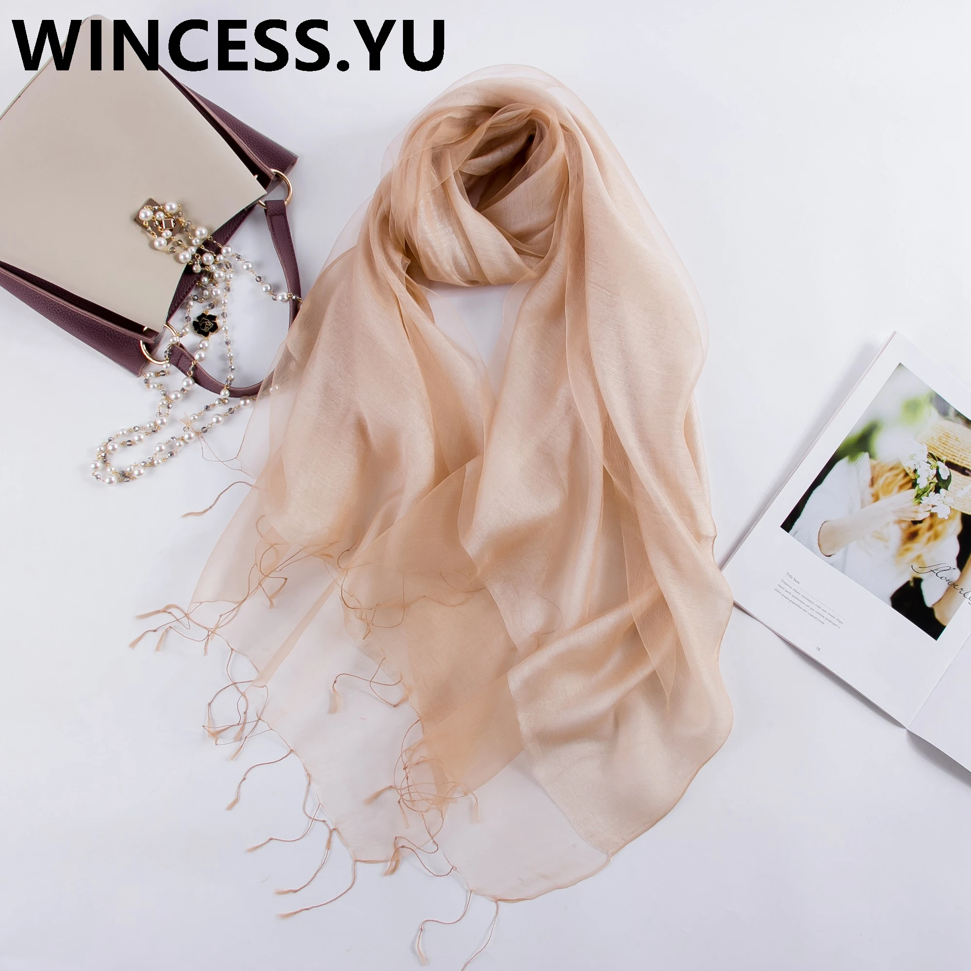 Женский двухслойный шелковый шарф однотонный складной из пашмины 2019| |