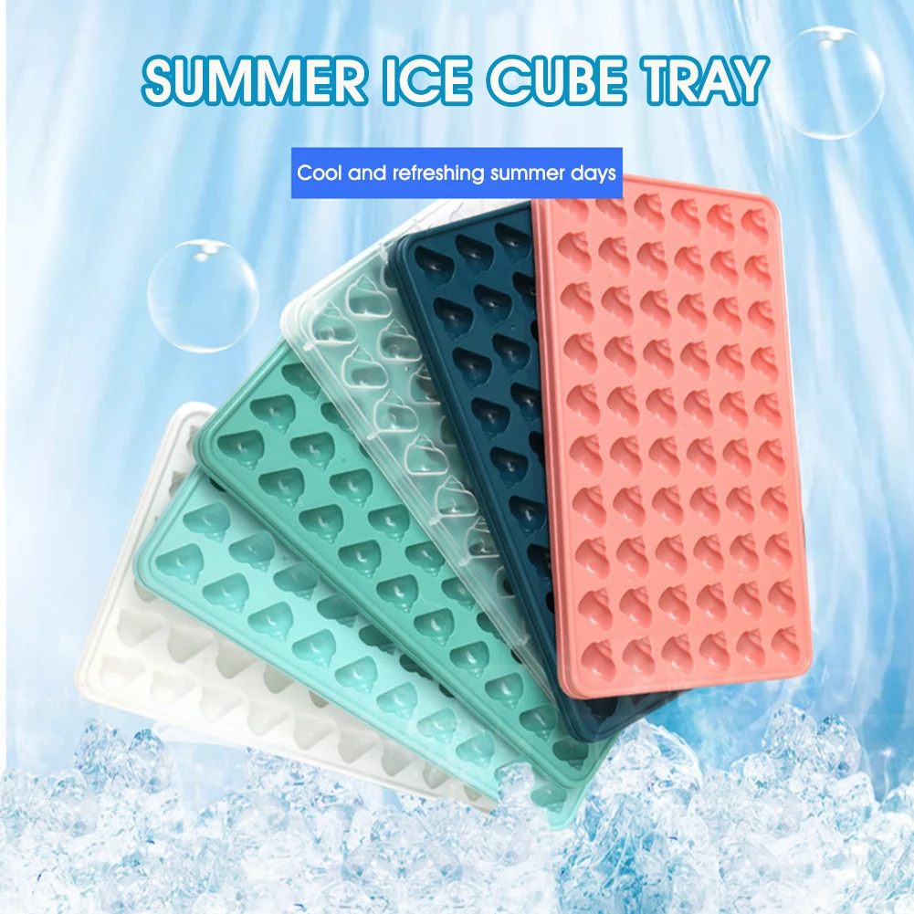 

Ice Cube Tray Plastic Ice Cube Mold With Lid 60 Cubes Large Capacity Ice Tray Conch Shapes Ice Cream Maker Kitchen Tools