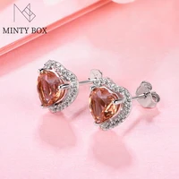 mintybox diaspore gemstone stud earrings for women solid 925 sterling silver color change heart gemstone engagement fine jewelry