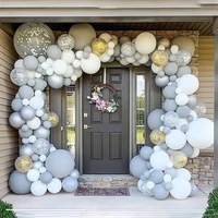 144pcs grey white diy balloons set arch garland kit party decoration gold silver confetti clear baloon 18105inch globos