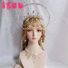 Ожерелье ручной работы в стиле Нотр-Дам Аполлон, Лолита, KC, Хрустальная корона, повязка на голову, свадебная Хрустальная жемчужная Корона, колье с ореолом, набор аксессуаров для волос