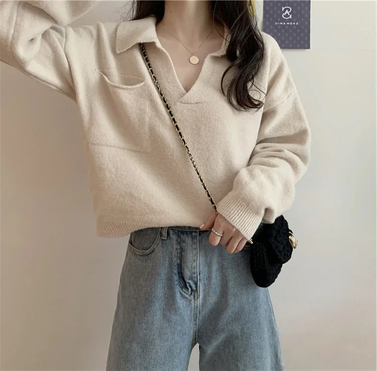 

Casual Slim Sweater Autumn Women O-Neck Long Sleeve Strapless Pullovers Sweater Black