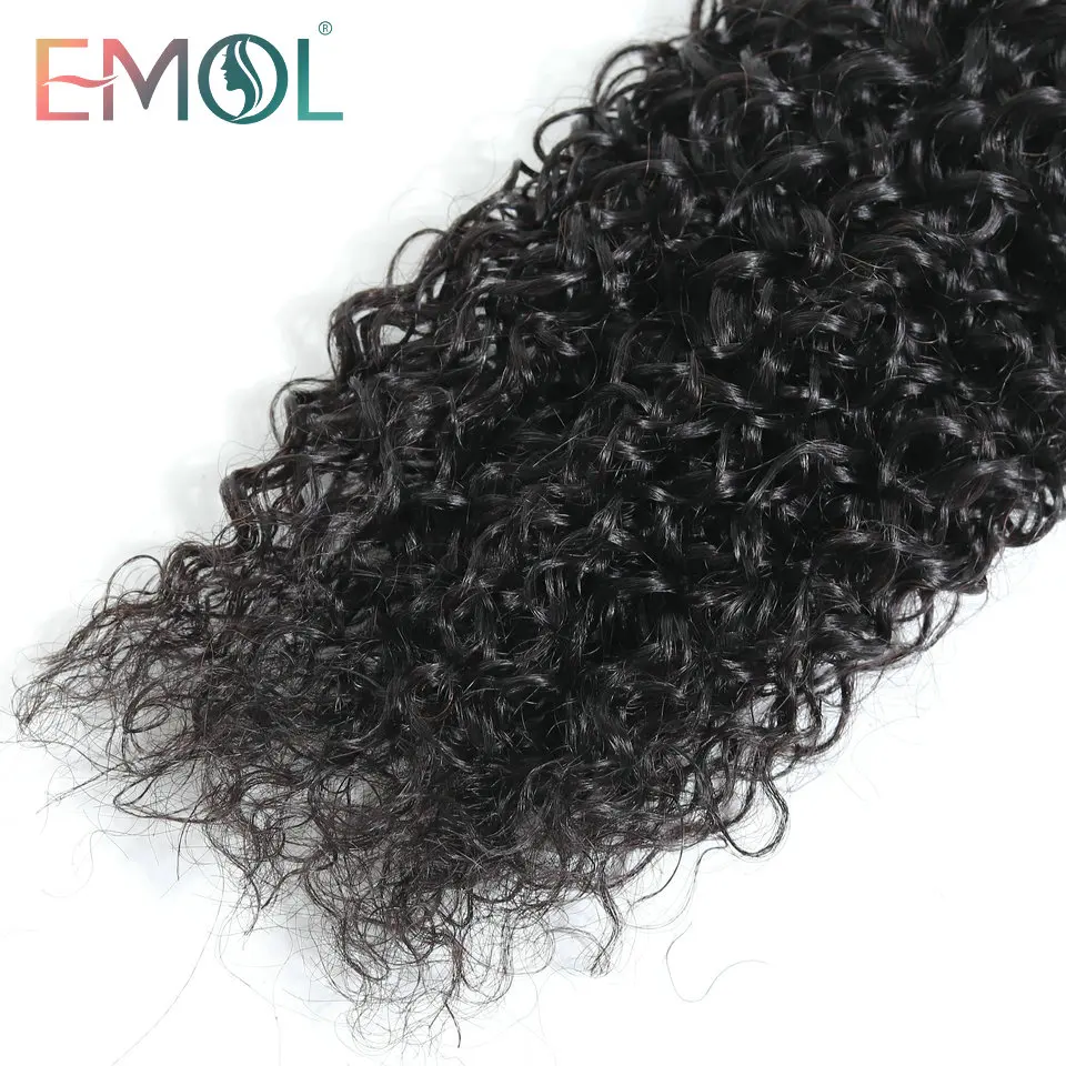 

Kinky Curly Human Hair Bundles Natural Black Emol Brazilian Non-Remy 100% Human Hair Weave Extensions For Black Women