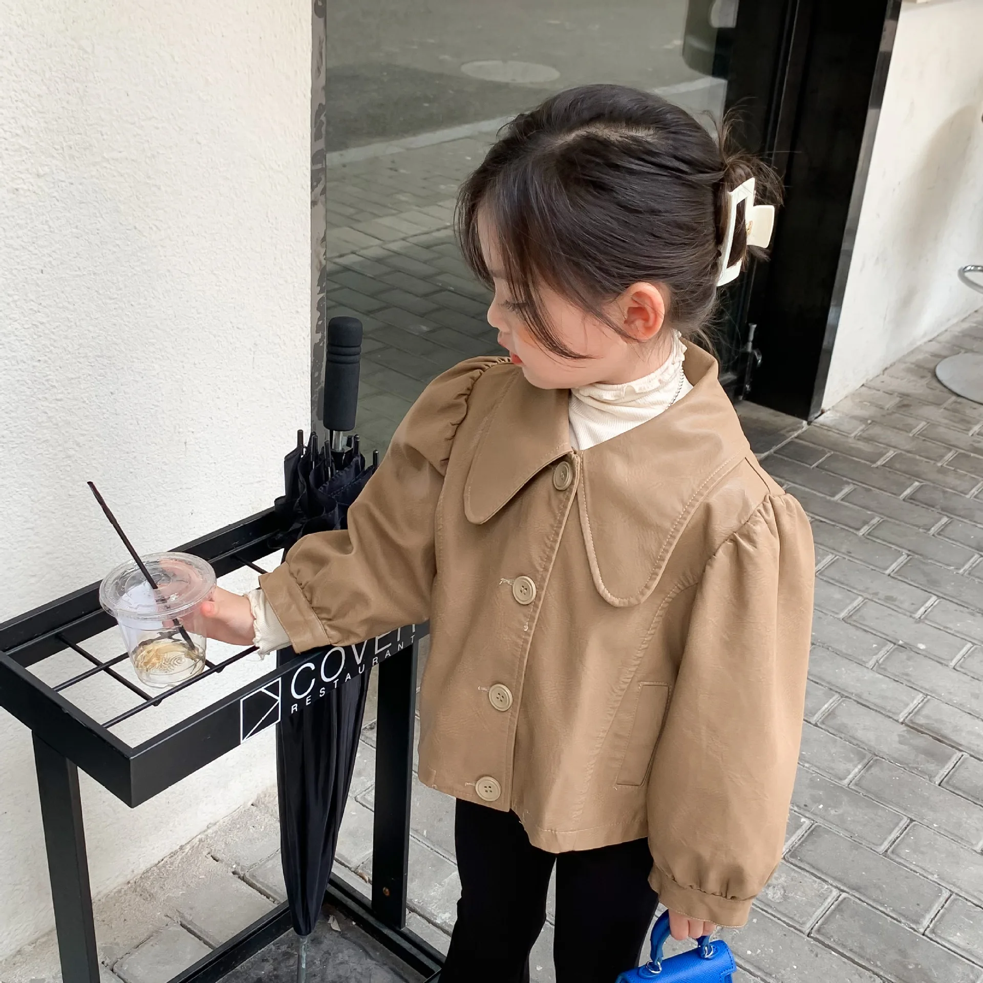 

Pu Girls Teens Jackets Girl Kids Classic Collar Coats Teen Windbreaker Clothing Children's Outerwear 3-12 Years Girls Jackets