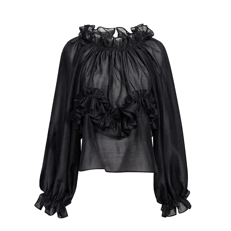 TWOTWINSTYLE женская рубашка с оборками в стиле пэчворк со стоячим воротником и