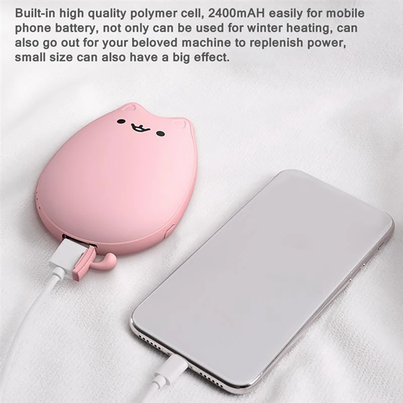 Милая зимняя мини грелка для рук с мультяшным медведем портативная зарядка через