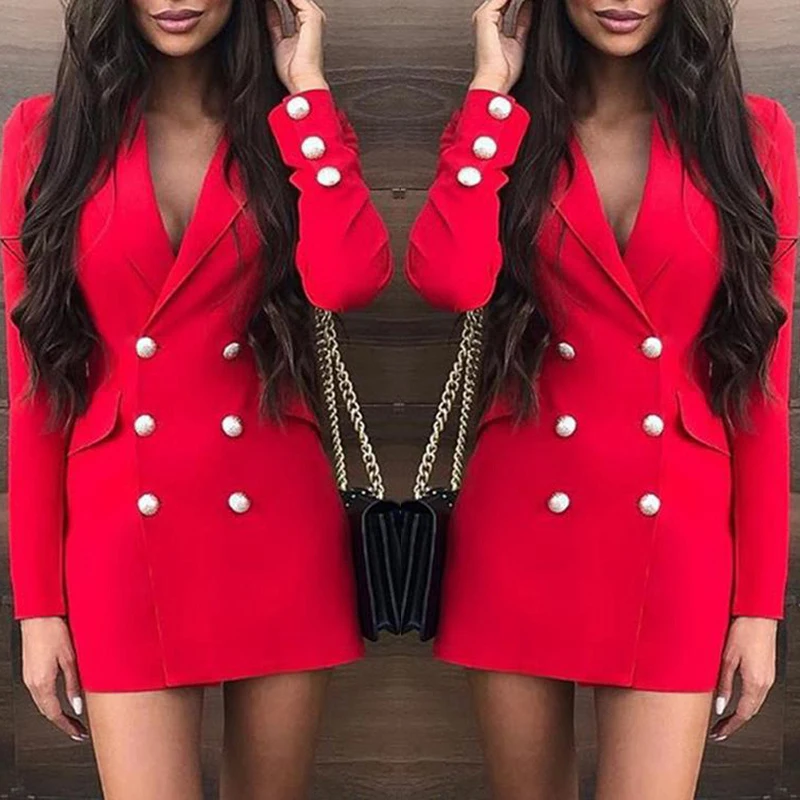 Женское элегантное платье сексуальное с отложным воротником длинным рукавом