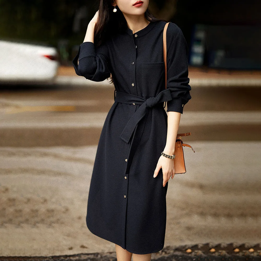 

Dress 2021 Autumn Winter Women Casual Dress Long Sleeve O-neck Solid Color Elegant Party Outfits Vestido Streetwear Clothes