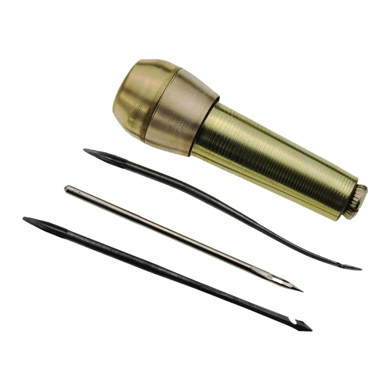 

4pcs/Set DIY Copper Handle Awl Shoes Repair Tool Leather Canvas Shoe Repair Tools Punch Sewing Kit Needles Stitcher Crochet Line
