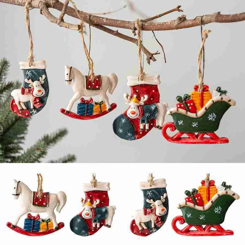 

Horse Christmas Socks Elk Tree Decoration Pendants Hanging Ornaments Crafts Gifts Xmas New Year Party Wedding Home Decor