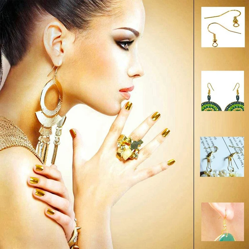 

100 Pcs Earring Hooks with Ball and Coil Hypoallergenic Plated Gold Ear Wires & 7Pcs Deer Cosmetic Resin Mold