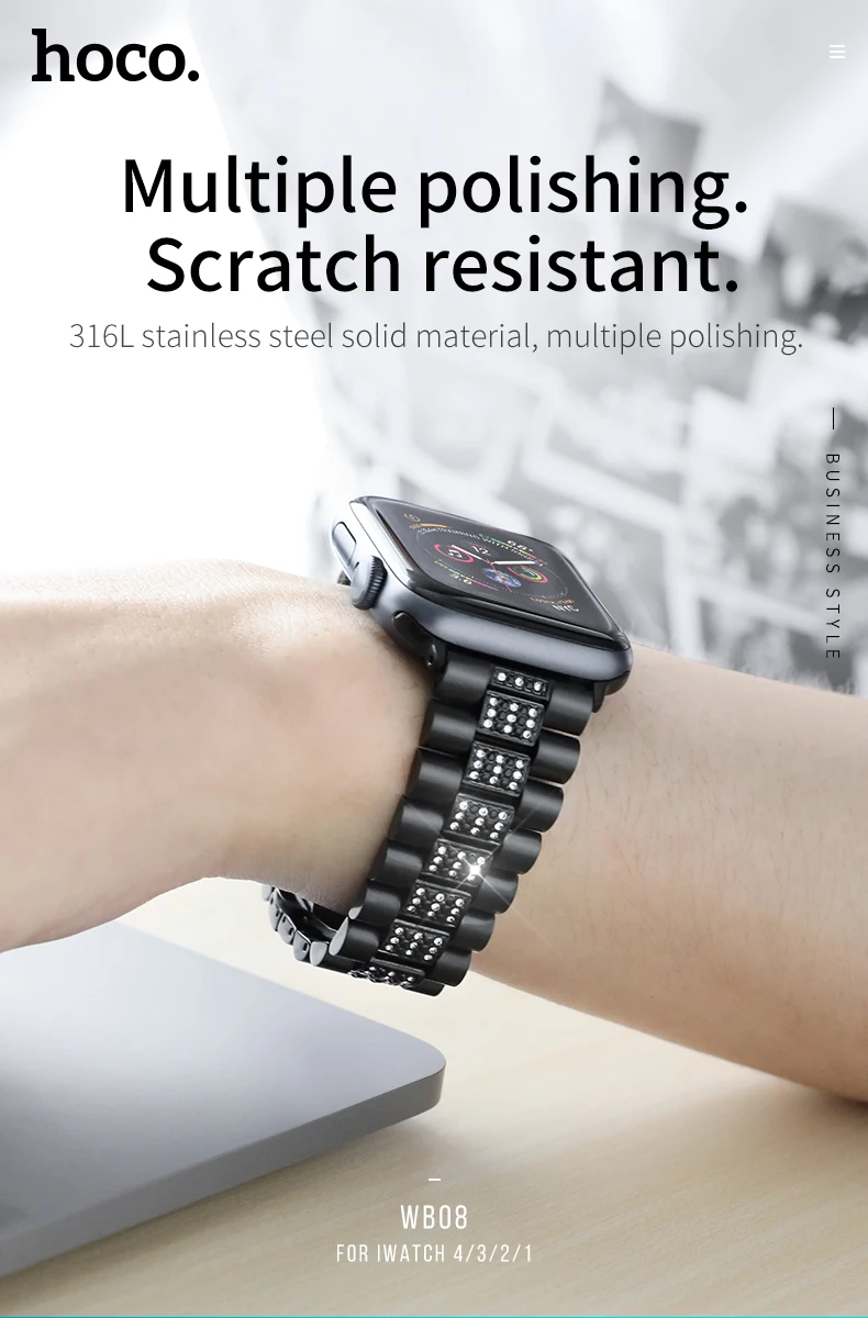 HOCO браслет стальной ремешок для Apple Watch 4 группа 44 мм 38 мм аксессуары для iwatch адаптеры для Pulseira Apple Watch ремешок серии 5 4