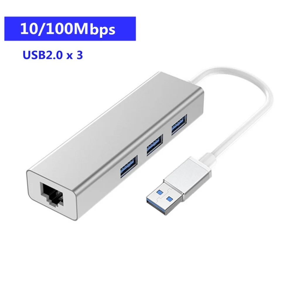 100Mbps usb2.0 USB 3,0 концентратор USB3.1 type c для RJ45 Ethernet Lan концентратор адаптер Сетевая карта USB док-разветвитель для Macbook Windows surface 6 Pro - Цвет: 100Mbps usb2.0
