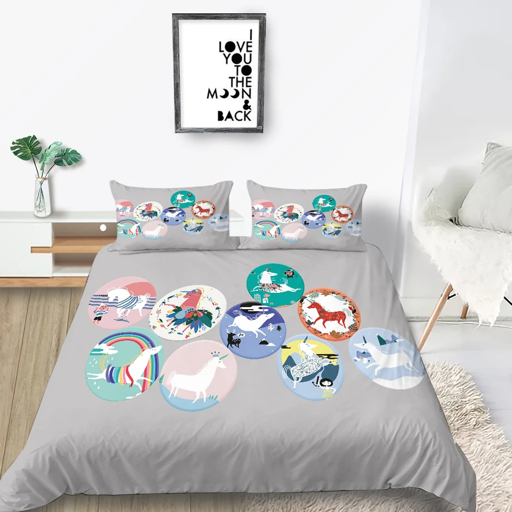 Радуга постельное белье с изображением единорога профессиональный