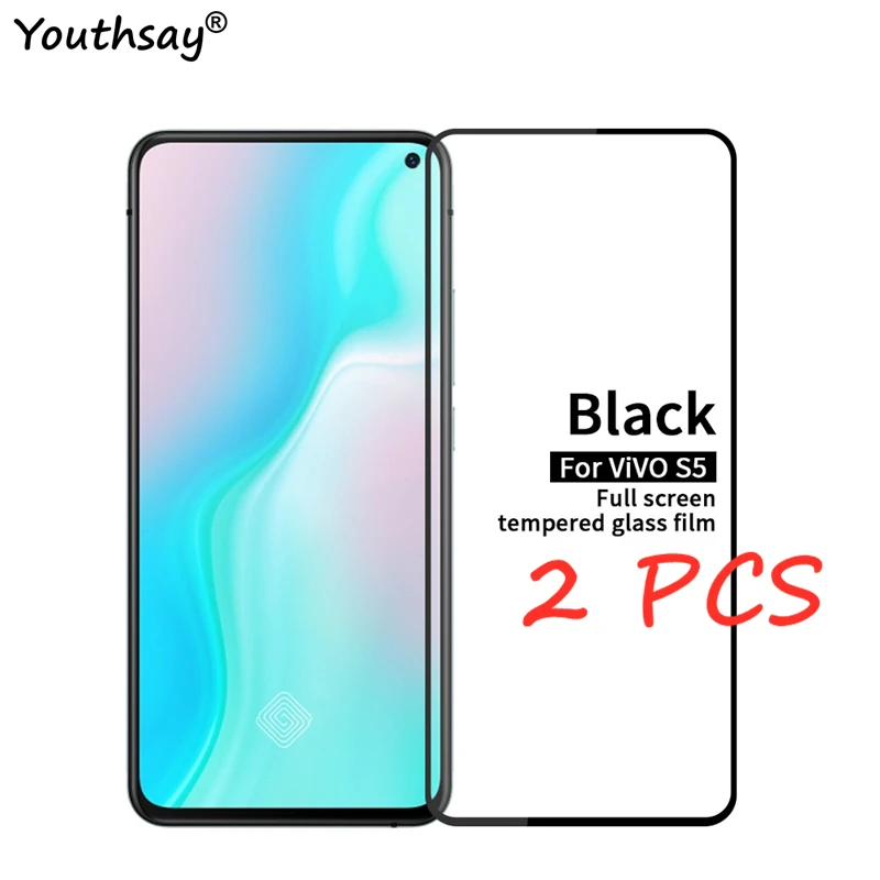2 uds para Vivo S5 Protector de pantalla de vidrio pegamento pel&iacute;cula protectora completa para Vivo S5 vidrio para Vivo S5-0