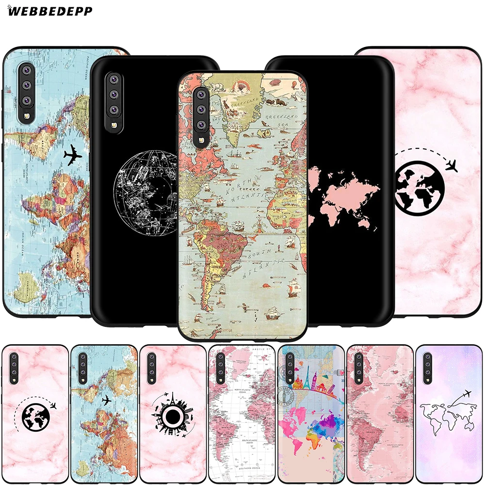 Webbedepp розовый чехол с картой мира для Samsung Galaxy A3 A5 A6 Plus A7 A8 A9 J6 M20 A10S A20S A30S A40S
