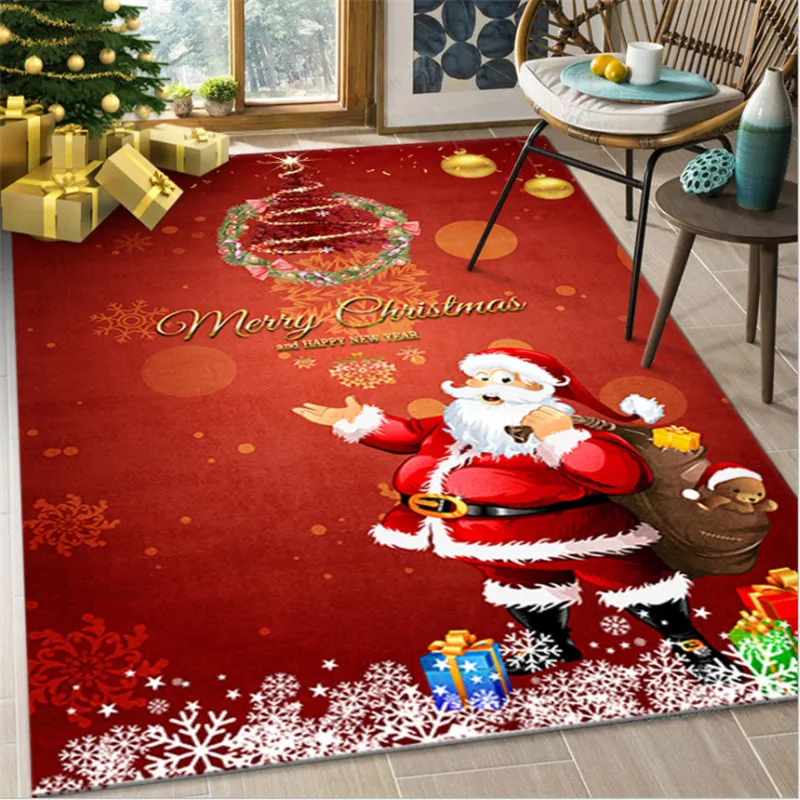new christmas carpet 80120cm santa claus living room floor mat cartoon mat blanket home decor christmas gift 2022 new year free global shipping