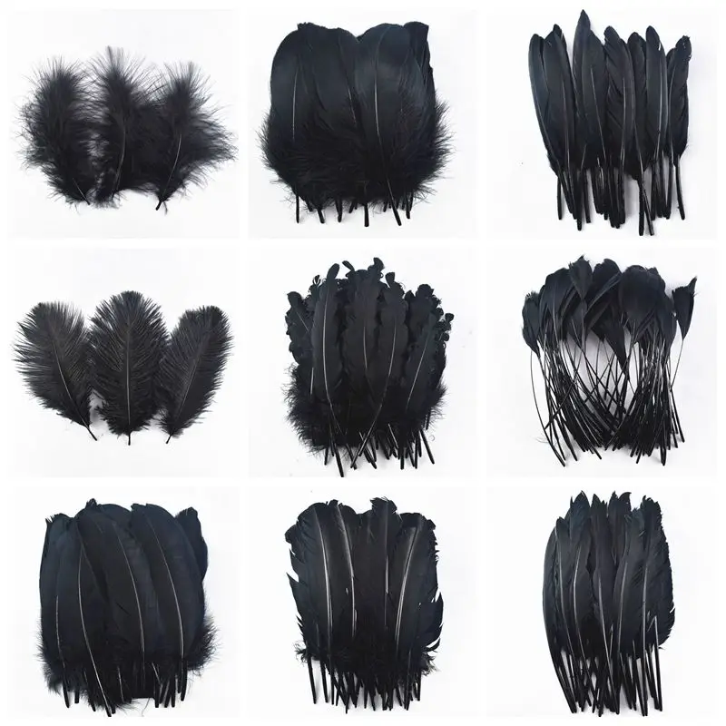 

20pcs/Lot Dyed Black Feathers Rooster Goose Feathers for Jewelry Making Ostrich Pheasant Feathers for Crafts Carnaval Assesoires